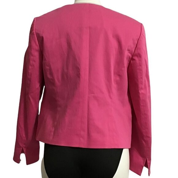 Pendleton Pink Collarless Blazer Blossom & Butterflies Stretch Button Down New - Picture 2 of 10